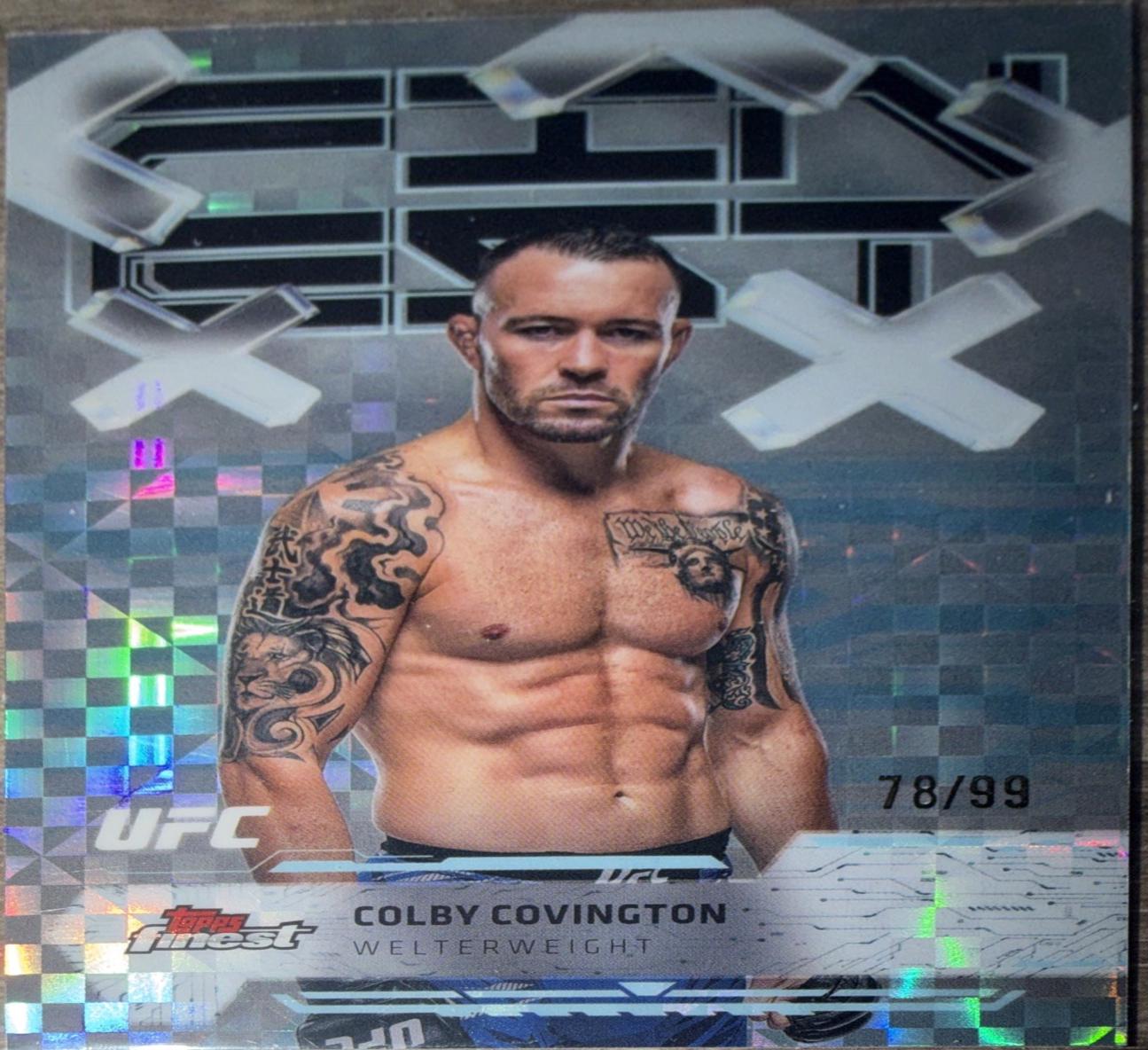 Colby Covington 2025 Topps Finest UFC Base Common #2 Blue Checkerboard Refractor