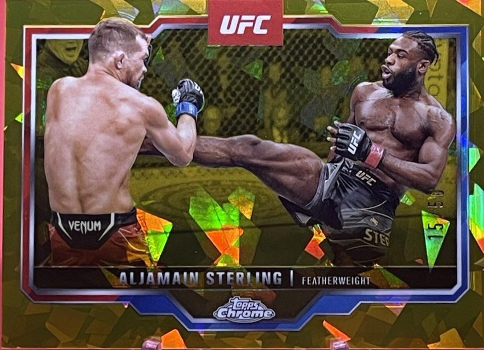 Aljamain Sterling 2025 Topps Chrome Sapphire UFC Base Sapphire #64 Gold Sapphire