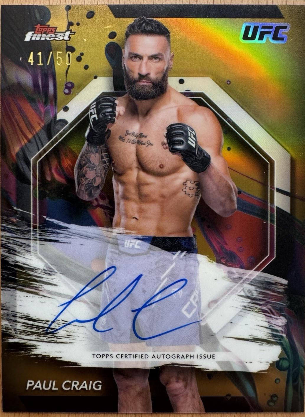 Paul Craig 2024 Topps Finest UFC Finest Autographs #FA-PCG Black Refractor