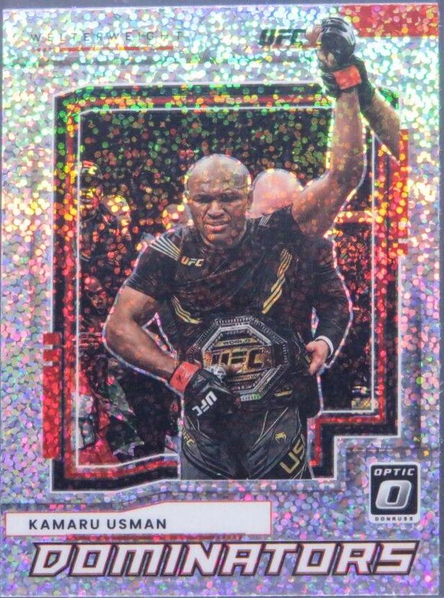 Kamaru Usman 2022 Panini Donruss Optic UFC Dominators #14 White Sparkle
