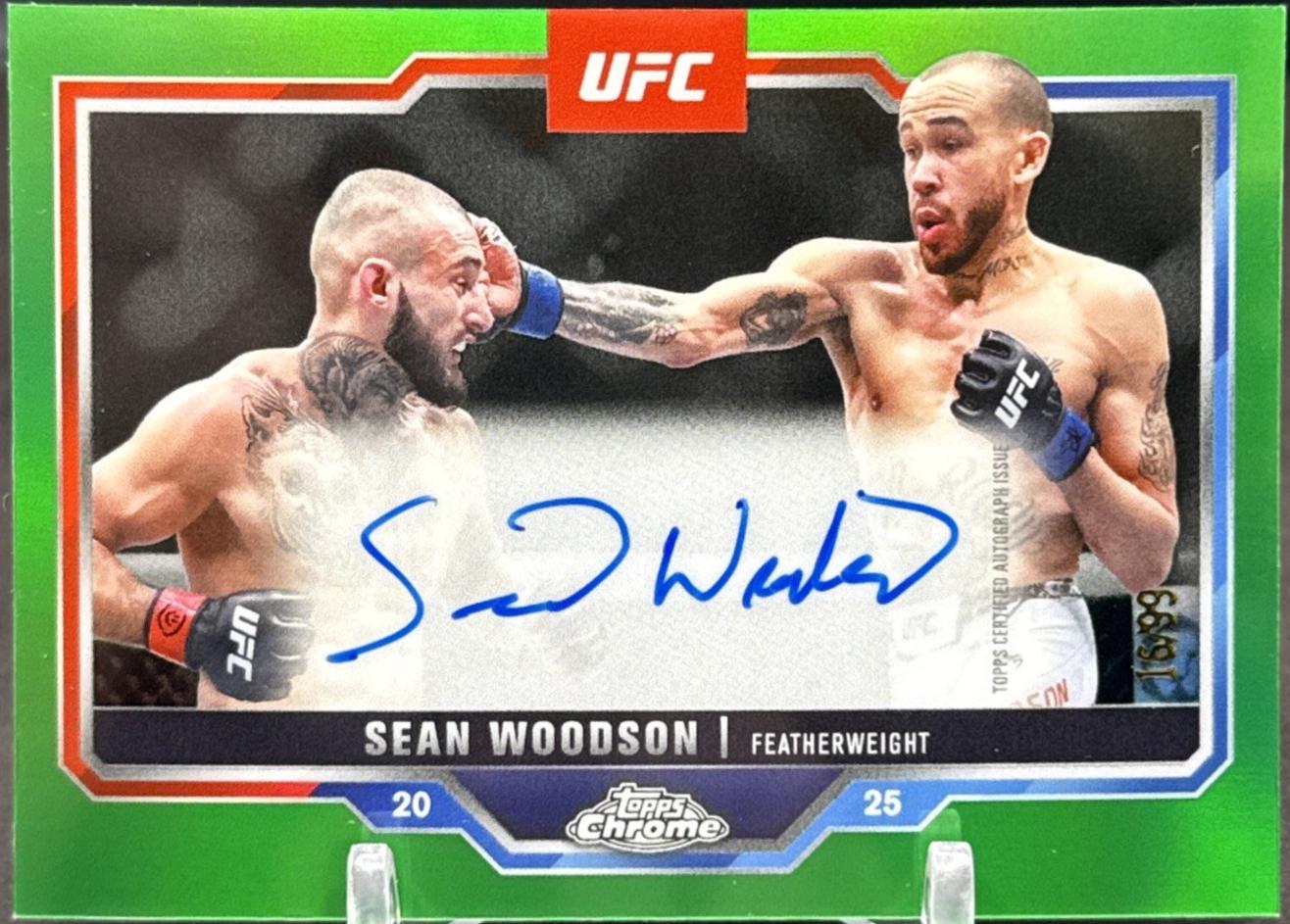 Sean Woodson 2025 Topps Chrome UFC Chrome Veteran Autographs #CVA-SW Green Refractor