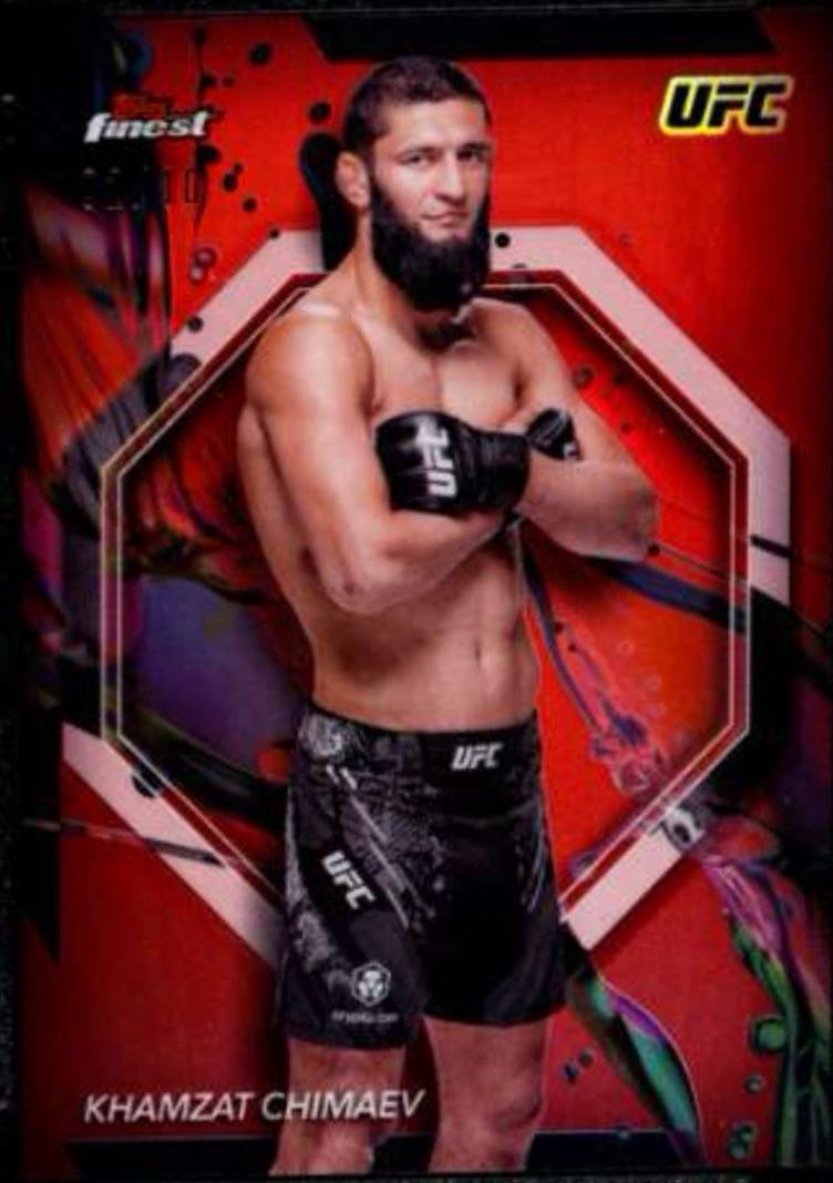 Khamzat Chimaev 2024 Topps Finest UFC Base Common #89 Red Refractor