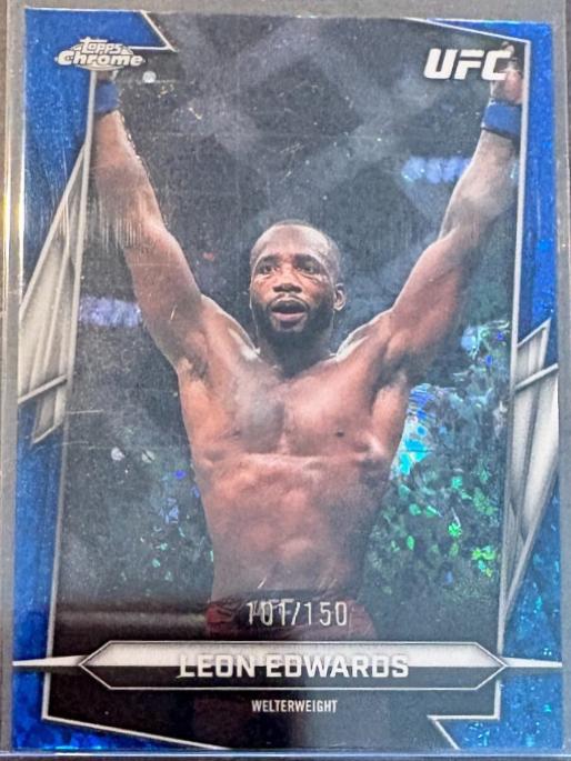Leon Edwards 2026 Topps Chrome UFC Base #6 Blue Mini Diamonds Refractor