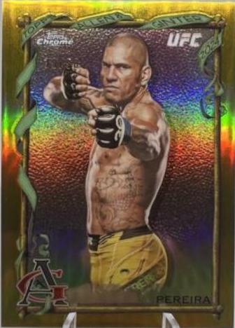 Alex Pereira 2024 Topps Chrome UFC Allen & Ginter #AAG-15 Gold Refractor