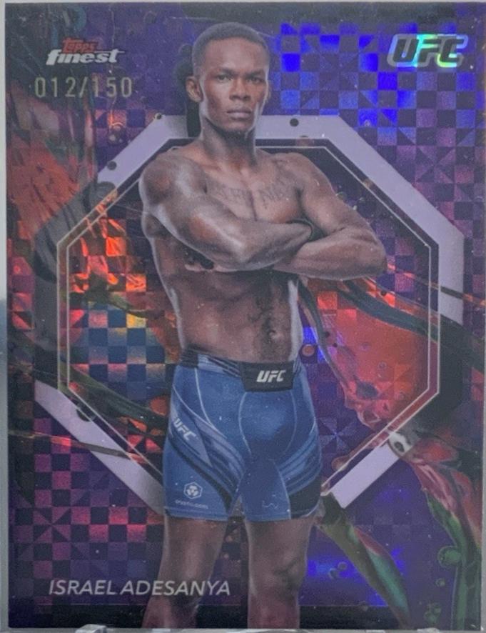 Israel Adesanya 2024 Topps Finest UFC Base Common #53 Purple Checkerboard Refractor