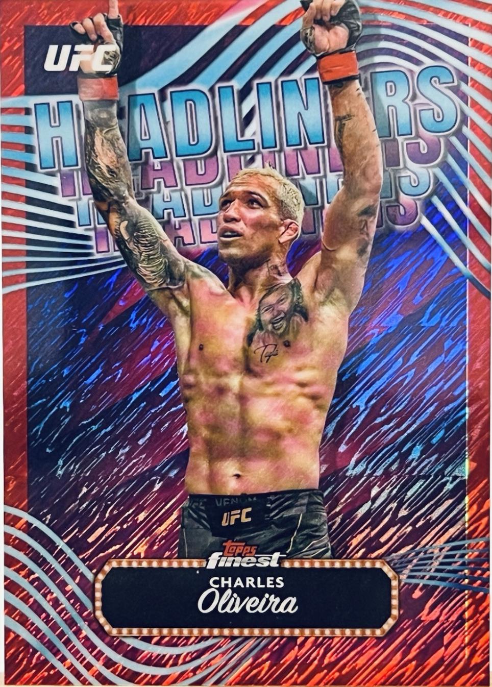 Charles Oliveira 2024 Topps Finest UFC Headliners #HDL-17 Red Shimmer Refractor