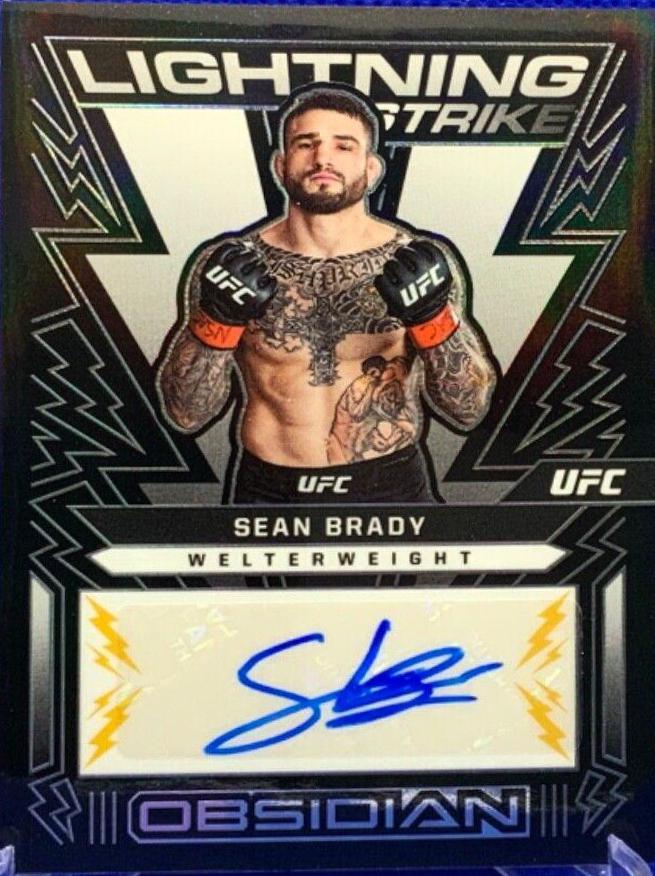 Sean Brady 2023 Panini Chronicles UFC Obsidian Lightning Strike Signatures #21 Gold