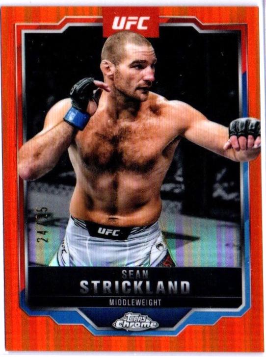 Sean Strickland 2025 Topps Chrome UFC Base #74 Orange Refractor