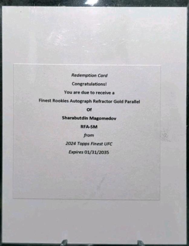 Shara Magomedov 2024 Topps Finest UFC Rookie Finest Autographs #RFA-SM Gold Refractor