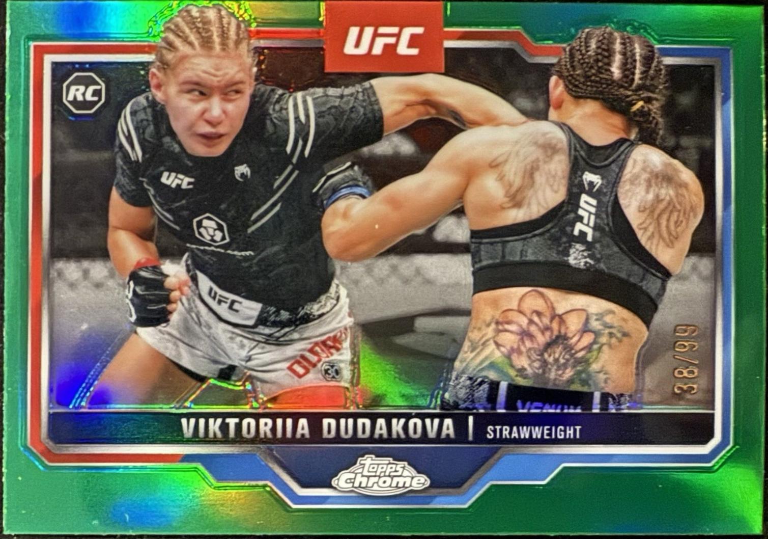 Viktoriia Dudakova 2025 Topps Chrome UFC Base #4 Green Refractor