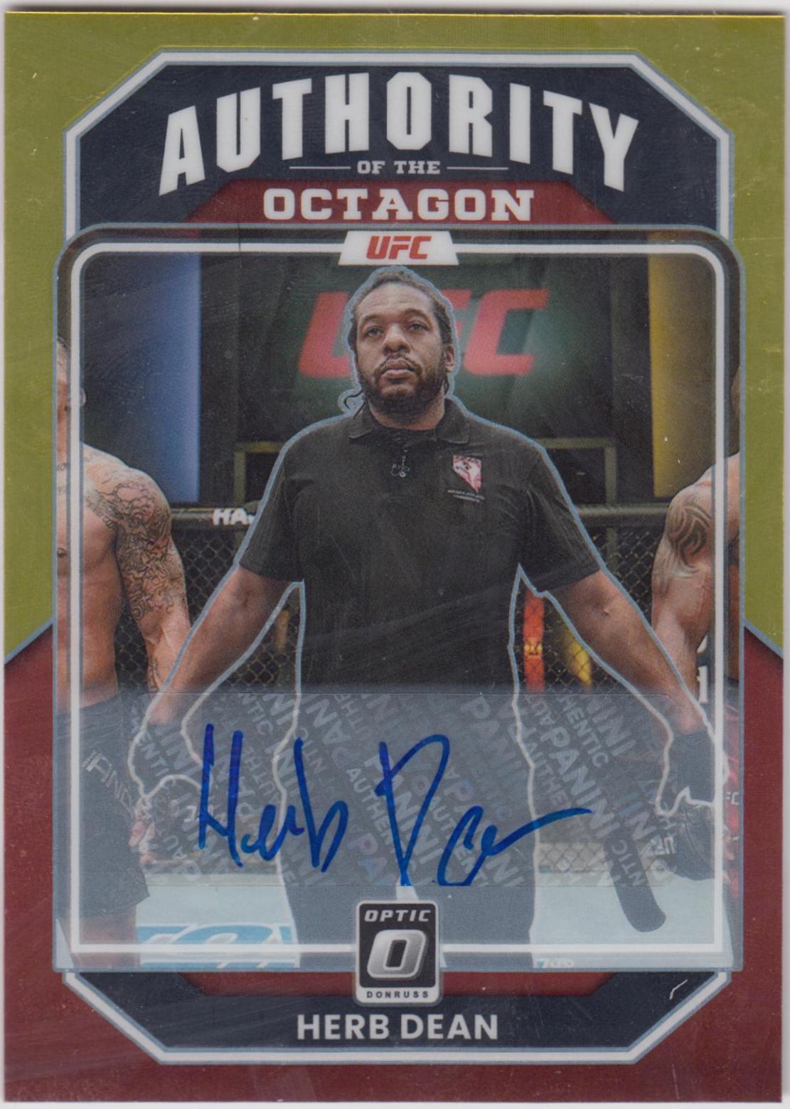 Herb Dean 2023 Panini Donruss Optic UFC Authority of the Octagon Signatures #148 Gold