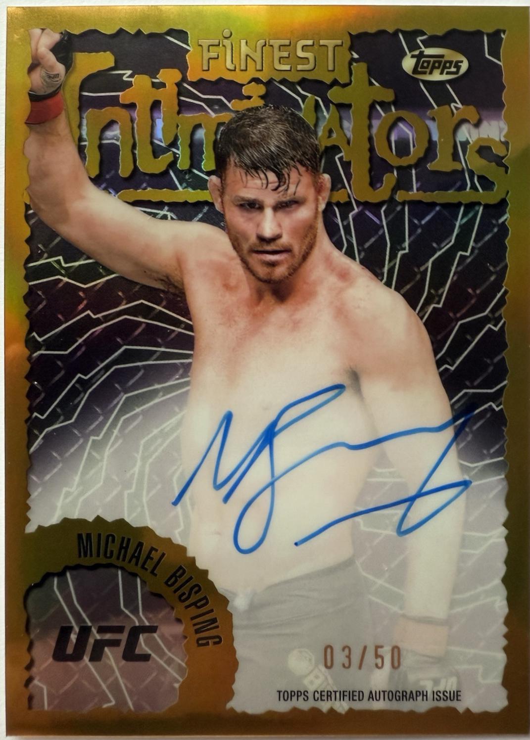 Michael Bisping 2024 Topps Finest UFC Intimidators Autographs #IA-MBG Gold Refractor