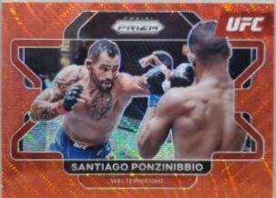 Santiago Ponzinibbio 2022 Panini Prizm UFC Base #50 Ruby Wave