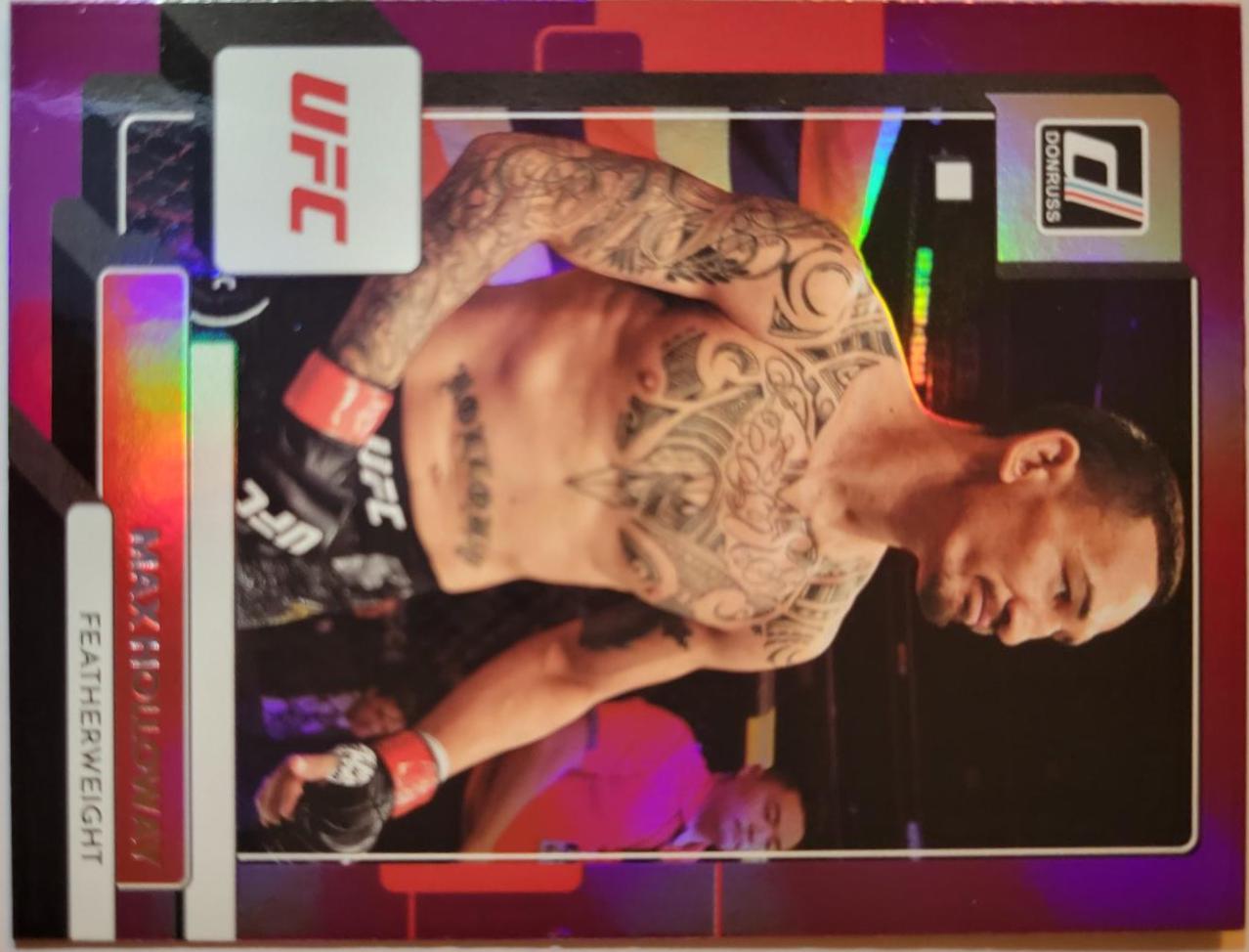 Max Holloway 2023 Panini Donruss UFC Base #145 Purple Flood