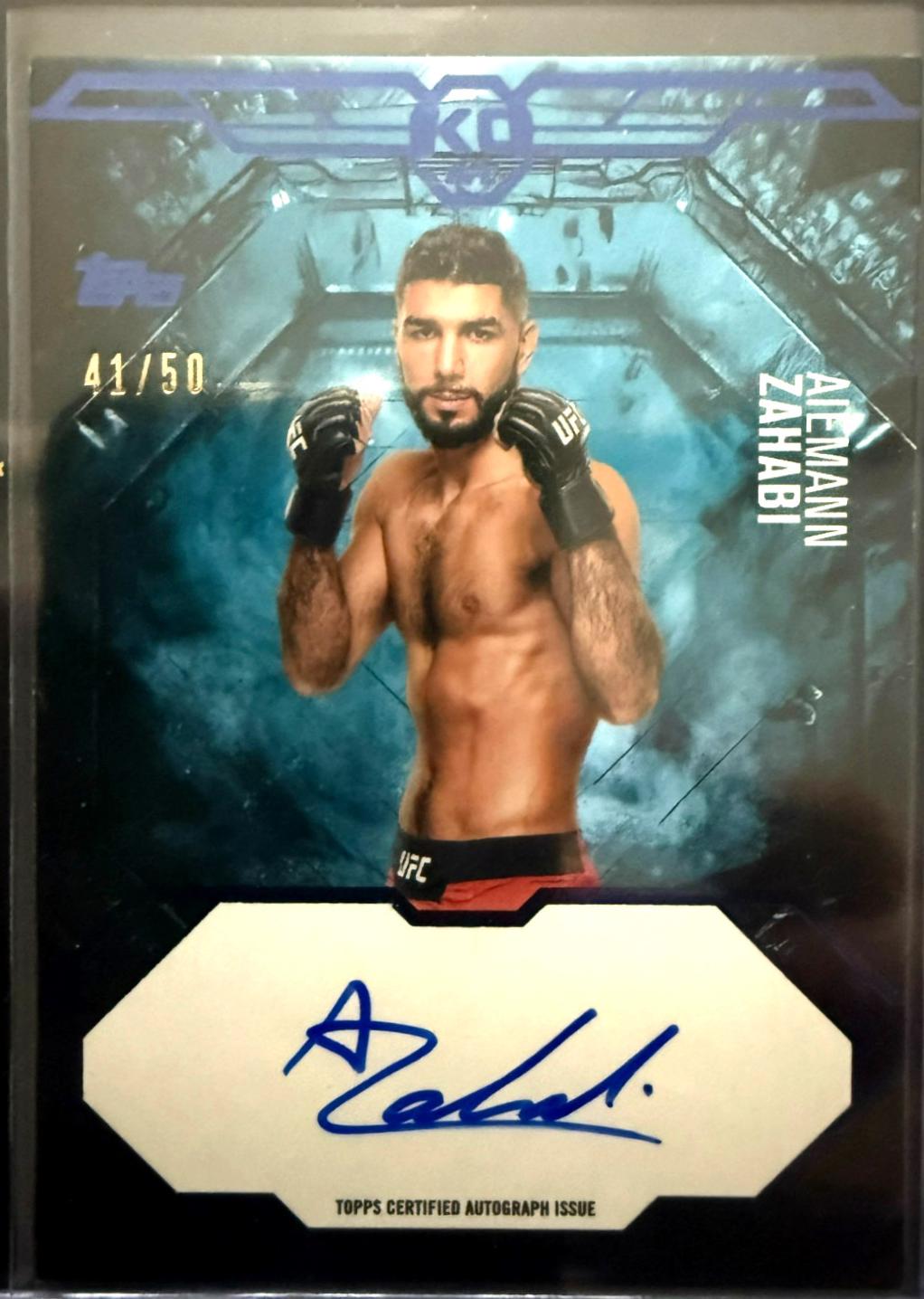 Aiemann Zahabi 2025 Topps Knockout UFC Knockout Autographs #KA-AZ Blue