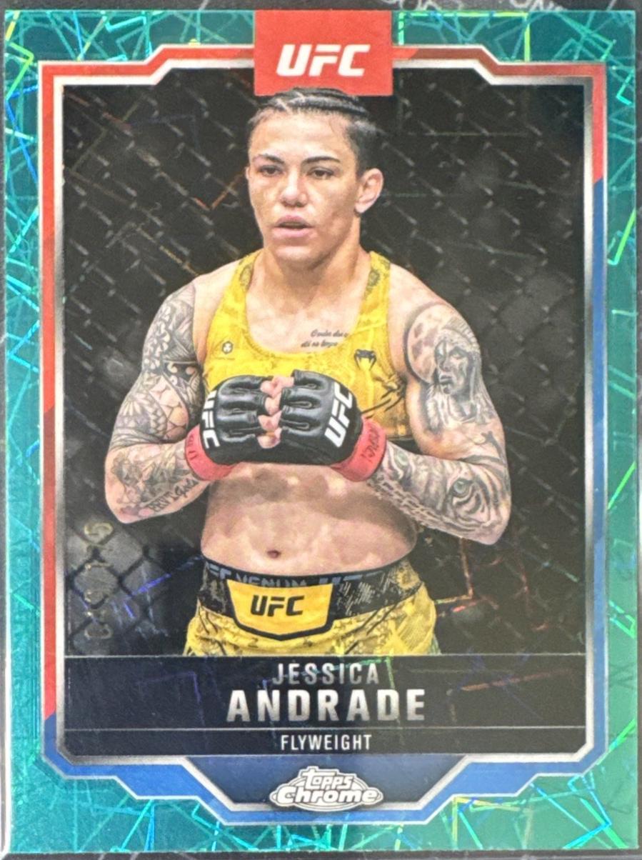 Jessica Andrade 2025 Topps Chrome UFC Base #119 Teal Lazer Refractor