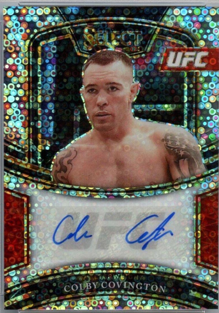 Colby Covington 2021 Panini Select UFC Signatures #2 Disco Prizms