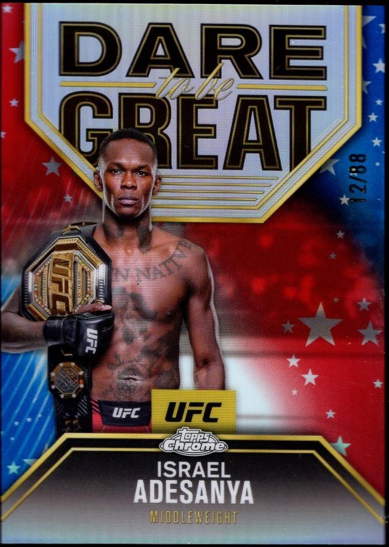 Israel Adesanya 2025 Topps Chrome UFC Dare to Be Great #DBG-10 Red White Blue Refractor