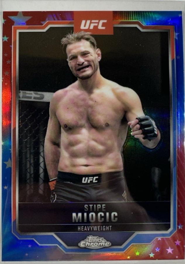 Stipe Miocic 2025 Topps Chrome UFC Base #122 Red & Blue Refractor
