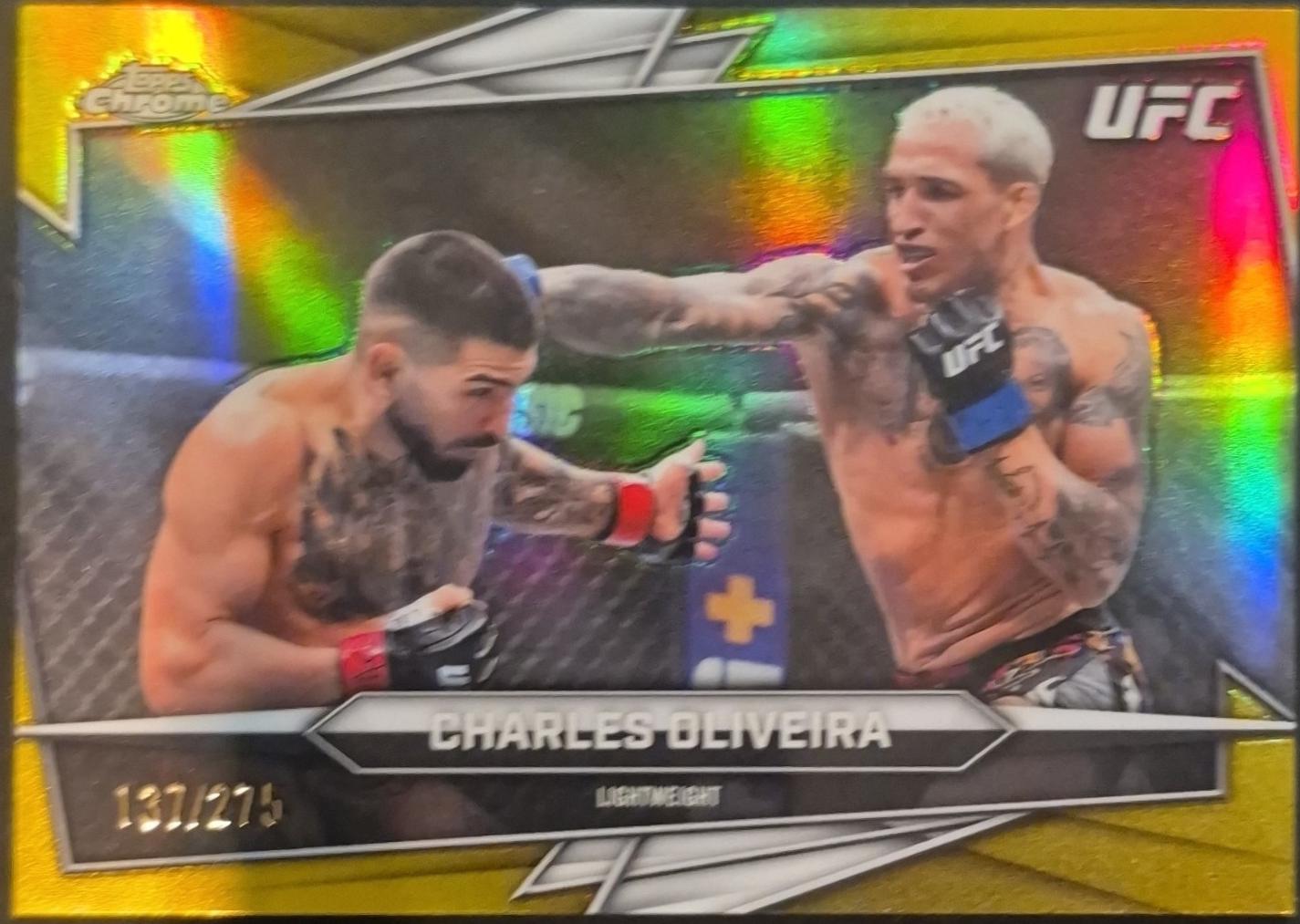 Charles Oliveira 2026 Topps Chrome UFC Base #150 Yellow Refractor