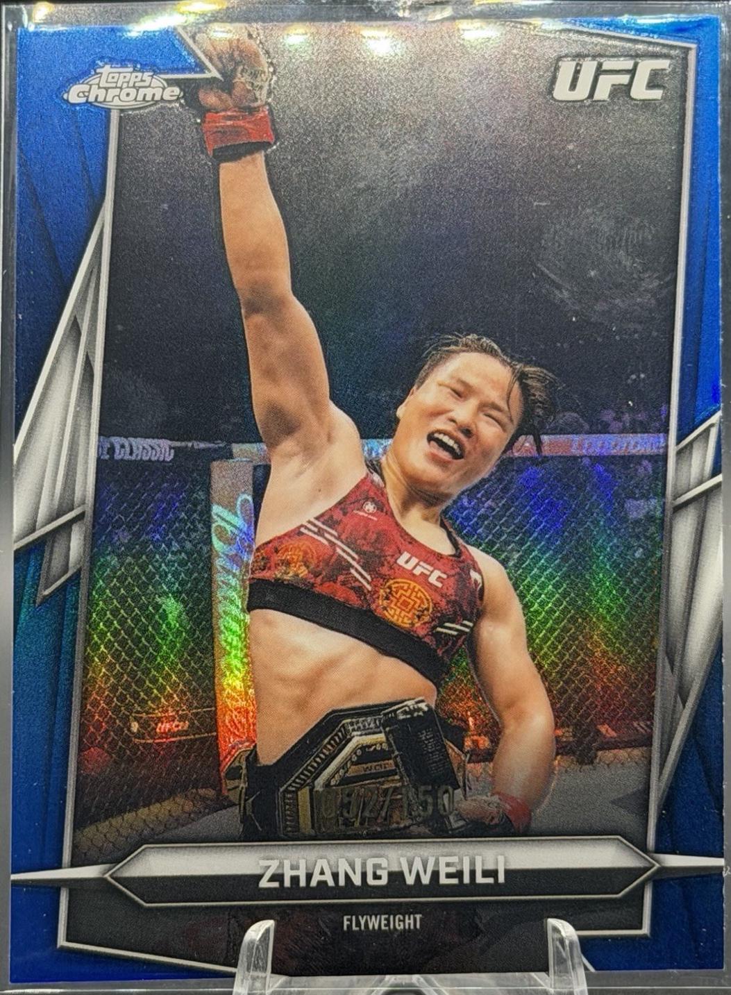 Zhang Weili 2026 Topps Chrome UFC Base #20 Blue Refractor
