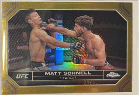 Matt Schnell 2024 Topps Chrome UFC Base #129 Gold Refractor