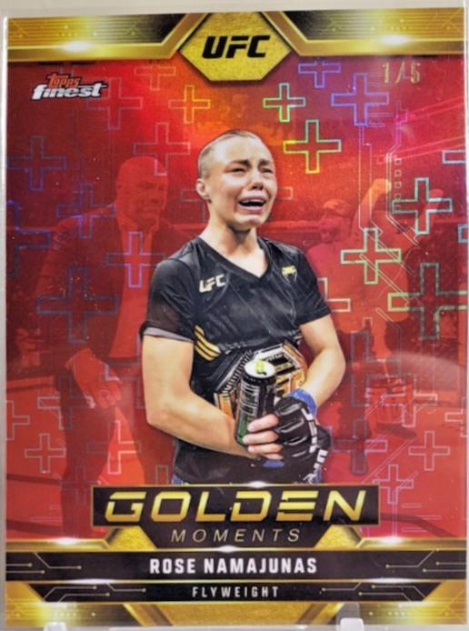 Rose Namajunas 2025 Topps Finest UFC Golden Moments #GM-10 Red Refractor