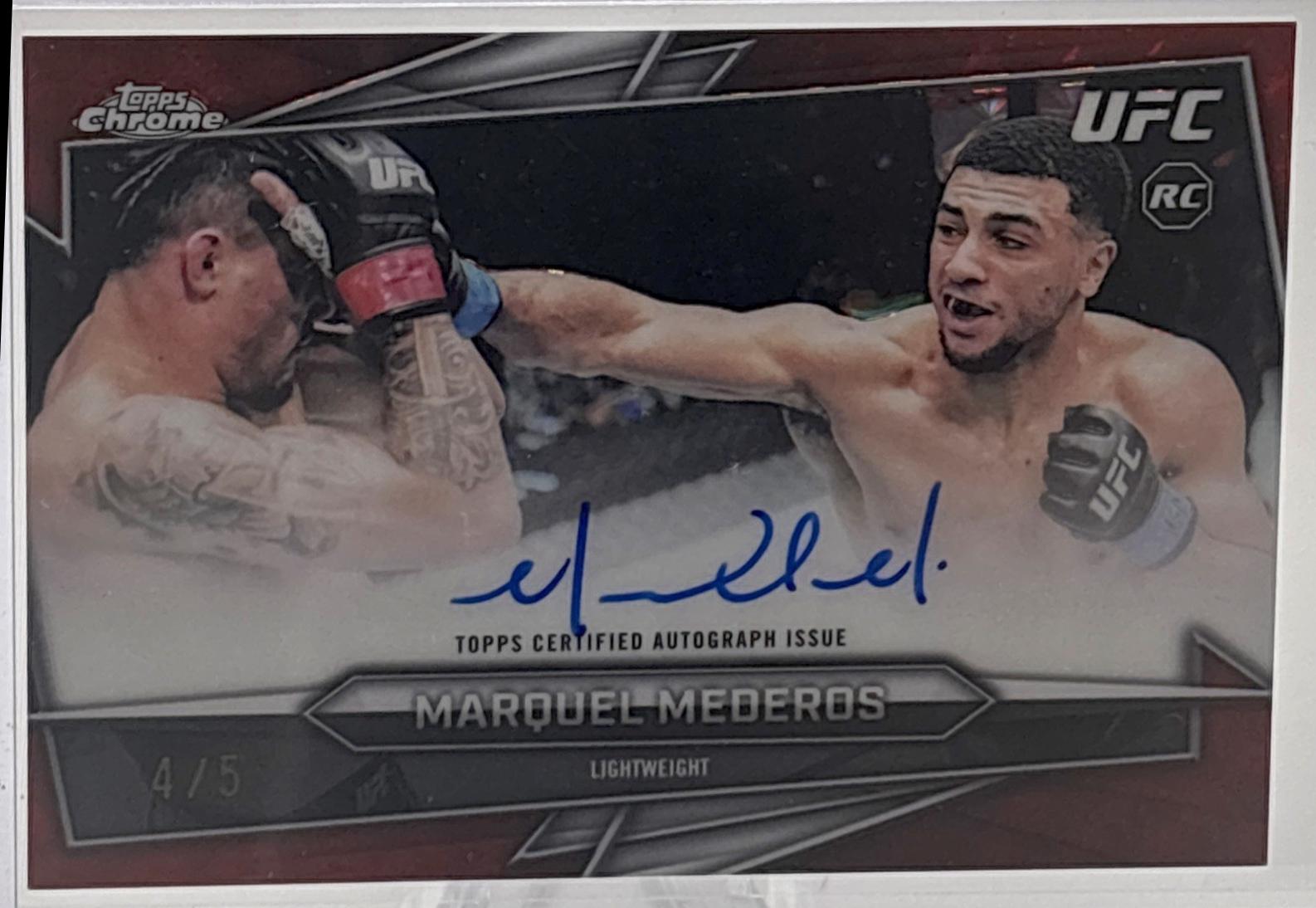 Marquel Mederos 2026 Topps Chrome UFC Base Autographs #BAV-MM Red Geometric Refractor
