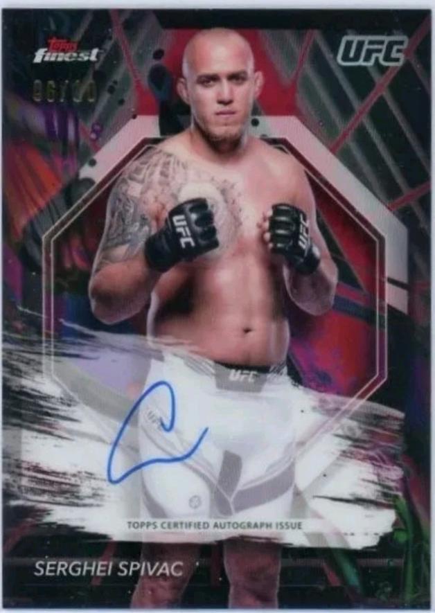Serghei Spivac 2024 Topps Finest UFC Finest Autographs #FA-SIS Red Black Vapor Refractor