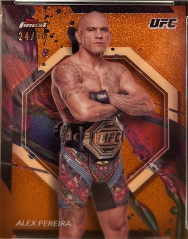 Alex Pereira 2024 Topps Finest UFC Base Common #12 Tangerine Glitter Refractor