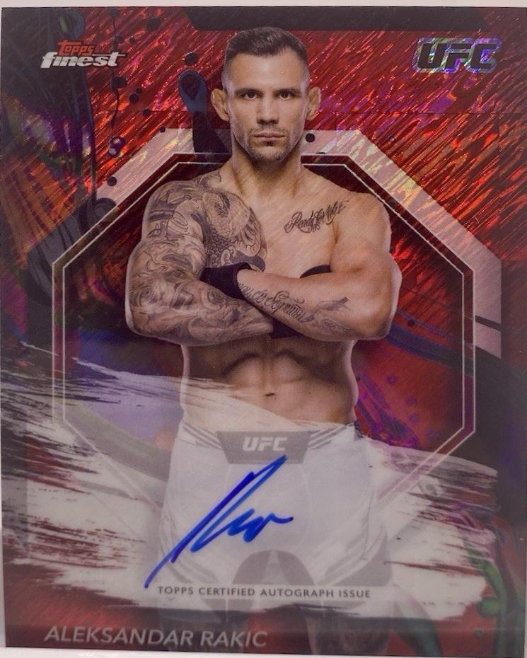 Aleksandar Rakic 2024 Topps Finest UFC Finest Autographs #FA-ARR Red Shimmer Refractor