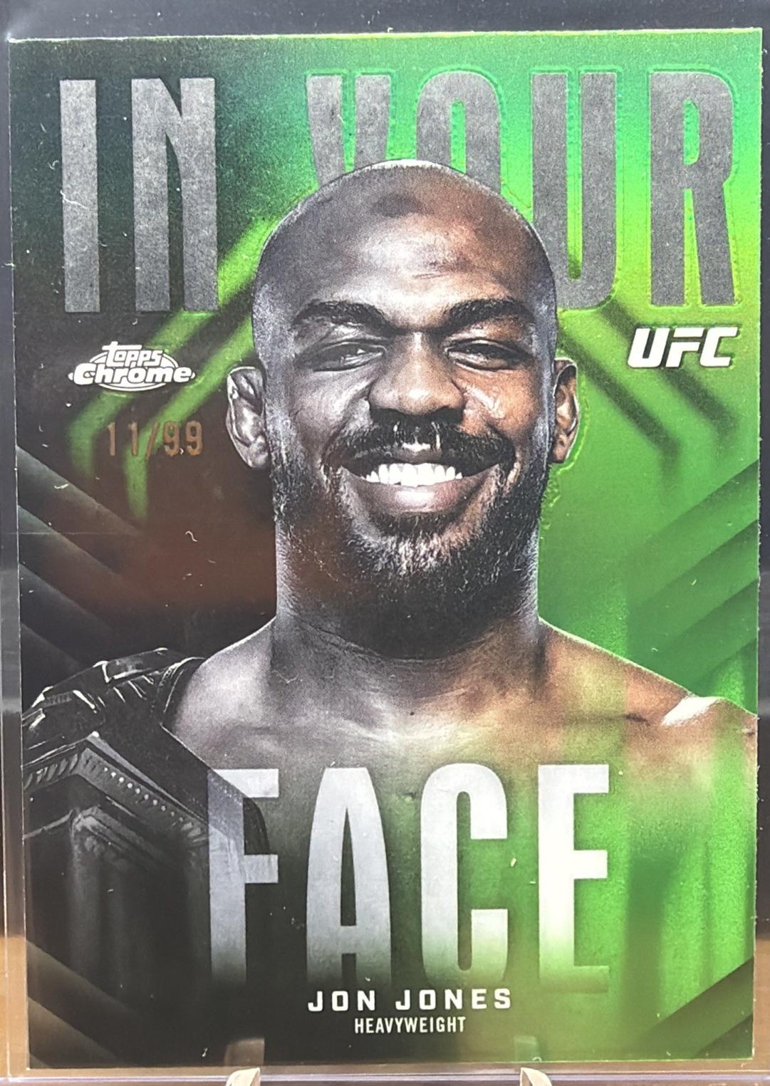 Jon Jones 2026 Topps Chrome UFC In Your Face #IYF-8 Green Refractor