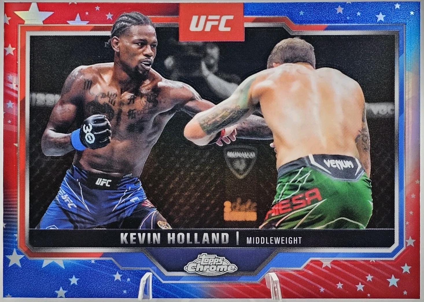Kevin Holland 2025 Topps Chrome UFC Base #110 Red & Blue Refractor