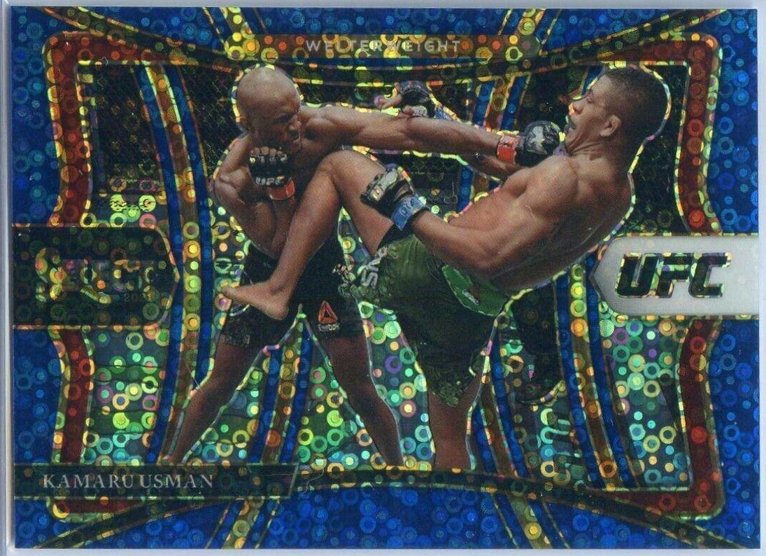 Kamaru Usman 2021 Panini Select UFC Premier Level #163 Blue Disco