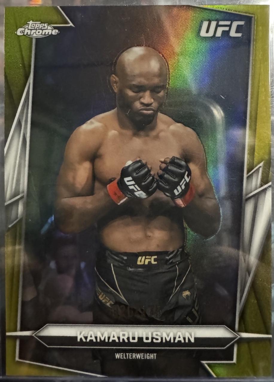 Kamaru Usman 2026 Topps Chrome UFC Base #27 Yellow Refractor