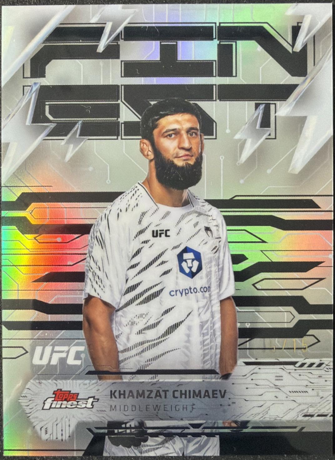 Khamzat Chimaev 2025 Topps Finest UFC Base Rare #260 Black Refractor