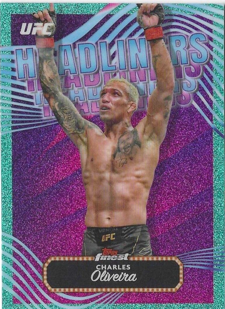 Charles Oliveira 2024 Topps Finest UFC Headliners #HDL-17 Aqua Glitter Refractor