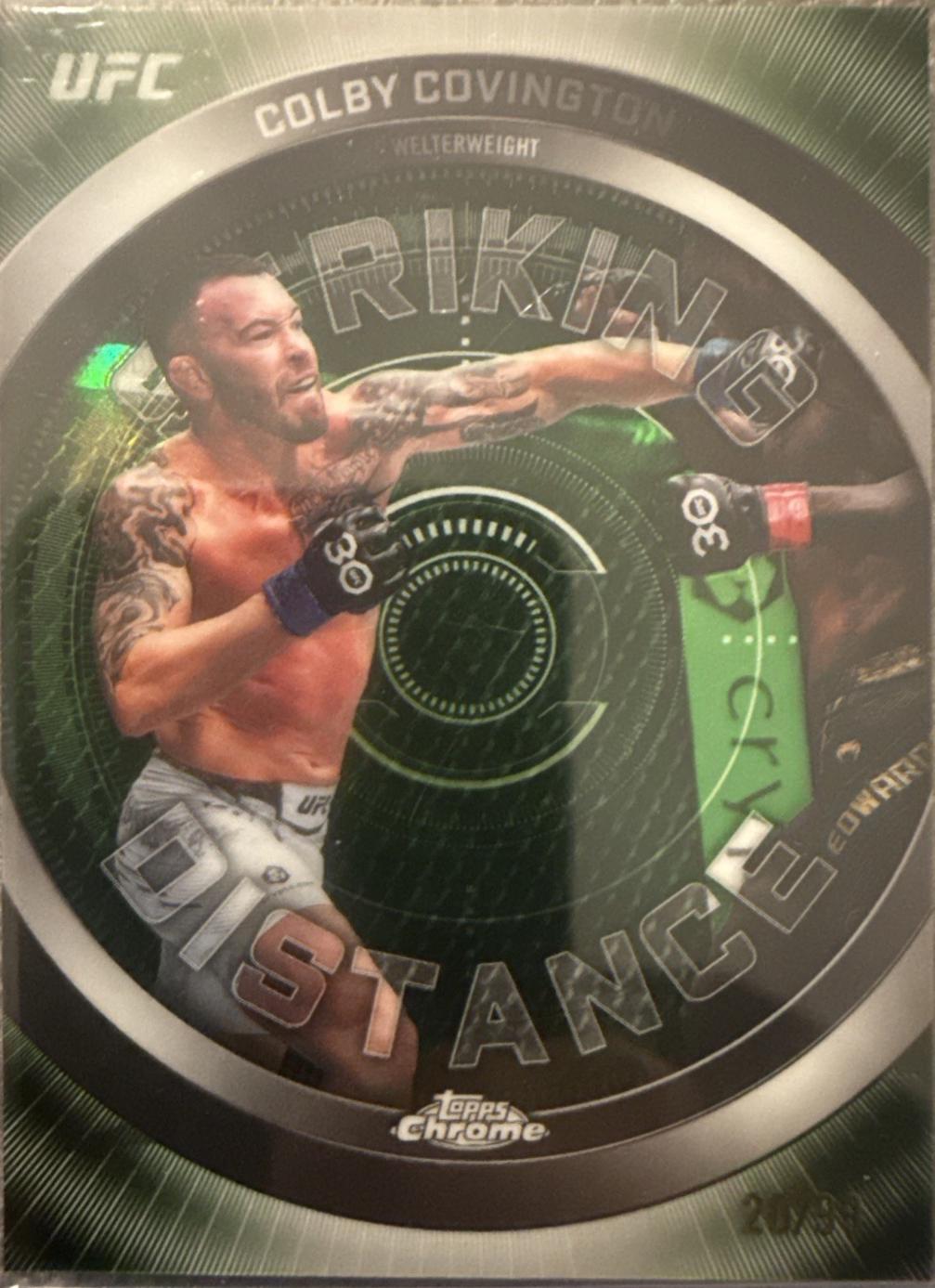 Colby Covington 2026 Topps Chrome UFC Striking Distance #SD-11 Green Refractor