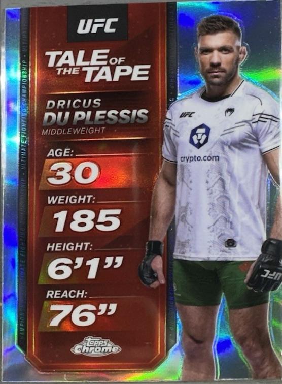 Dricus Du Plessis 2025 Topps Chrome UFC Tale of the Tape #TTT-6 Refractor