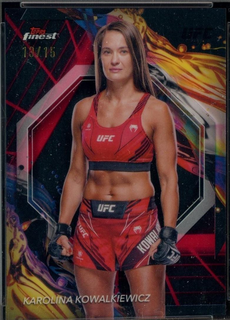Karolina Kowalkiewicz 2024 Topps Finest UFC Base Uncommon #150 Blue Checkerboard Refractor