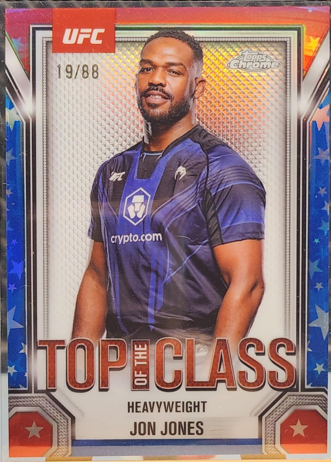 Jon Jones 2025 Topps Chrome UFC Top of the Class #TTC-20 Red White Blue Refractor