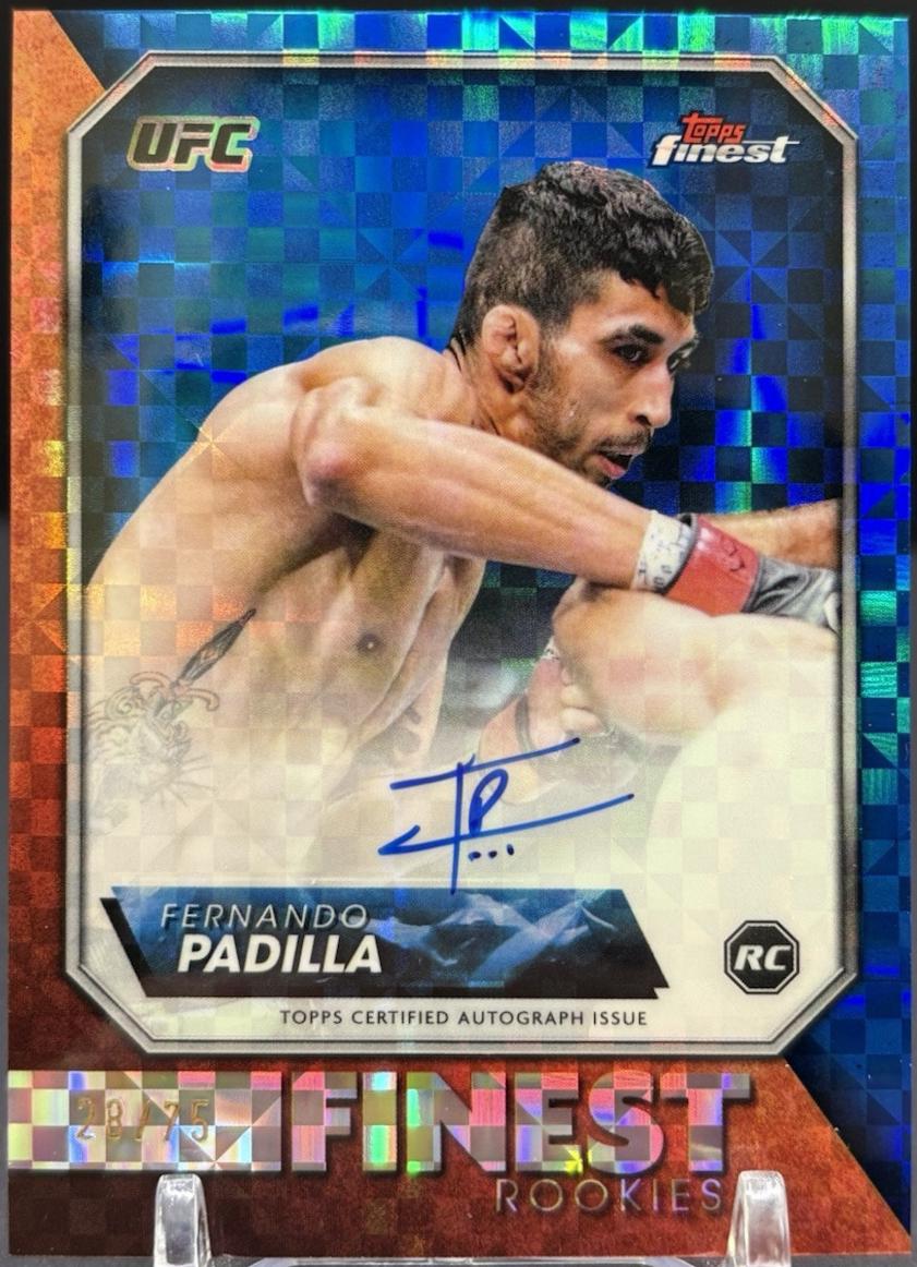 Fernando Padilla 2024 Topps Finest UFC Rookie Finest Autographs #RFA-FP Blue Checkerboard Refractor