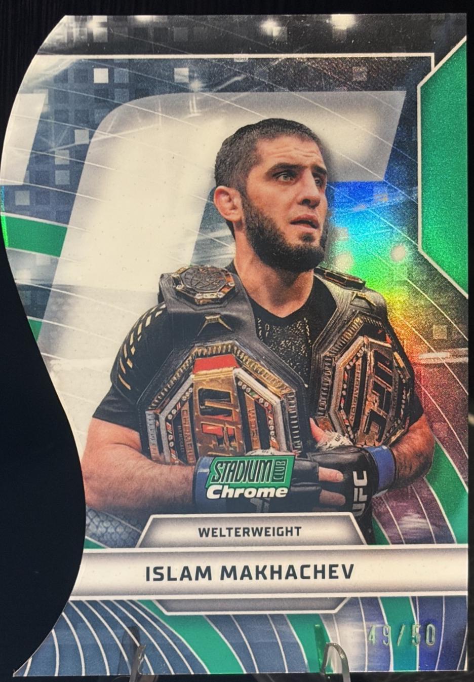 Islam Makhachev 2026 Topps Stadium Club UFC Triumvirates #TV-3 Green Refractor