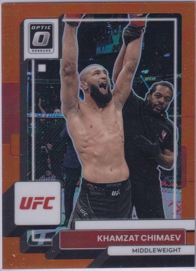 Khamzat Chimaev 2023 Panini Donruss Optic UFC Base #33 Orange