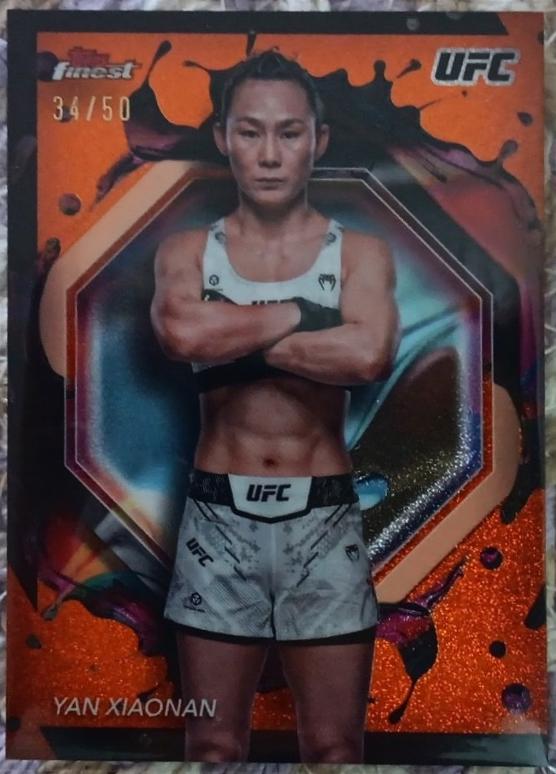 Yan Xiaonan 2024 Topps Finest UFC Base Rare #242 Tangerine Glitter Refractor