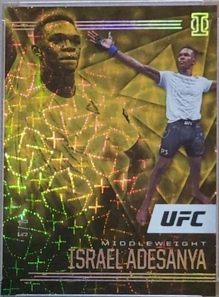 Israel Adesanya 2021 Panini Chronicles UFC Base Illusions #179 Asia Gold