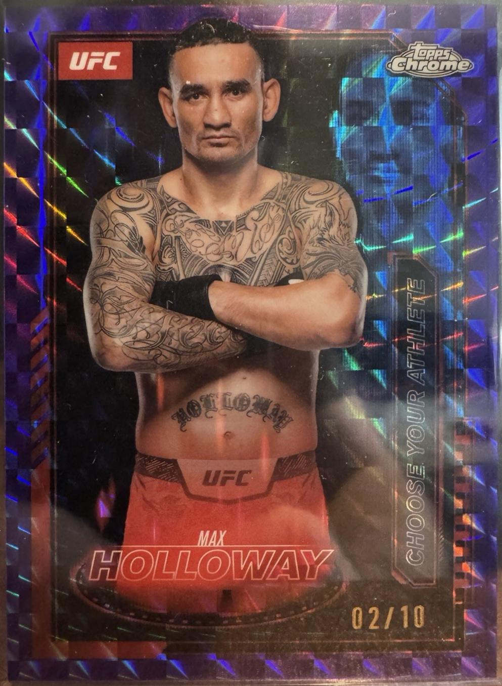 Max Holloway 2025 Topps Chrome UFC Mission Control #MCL-16 Geometric Purple Refractor