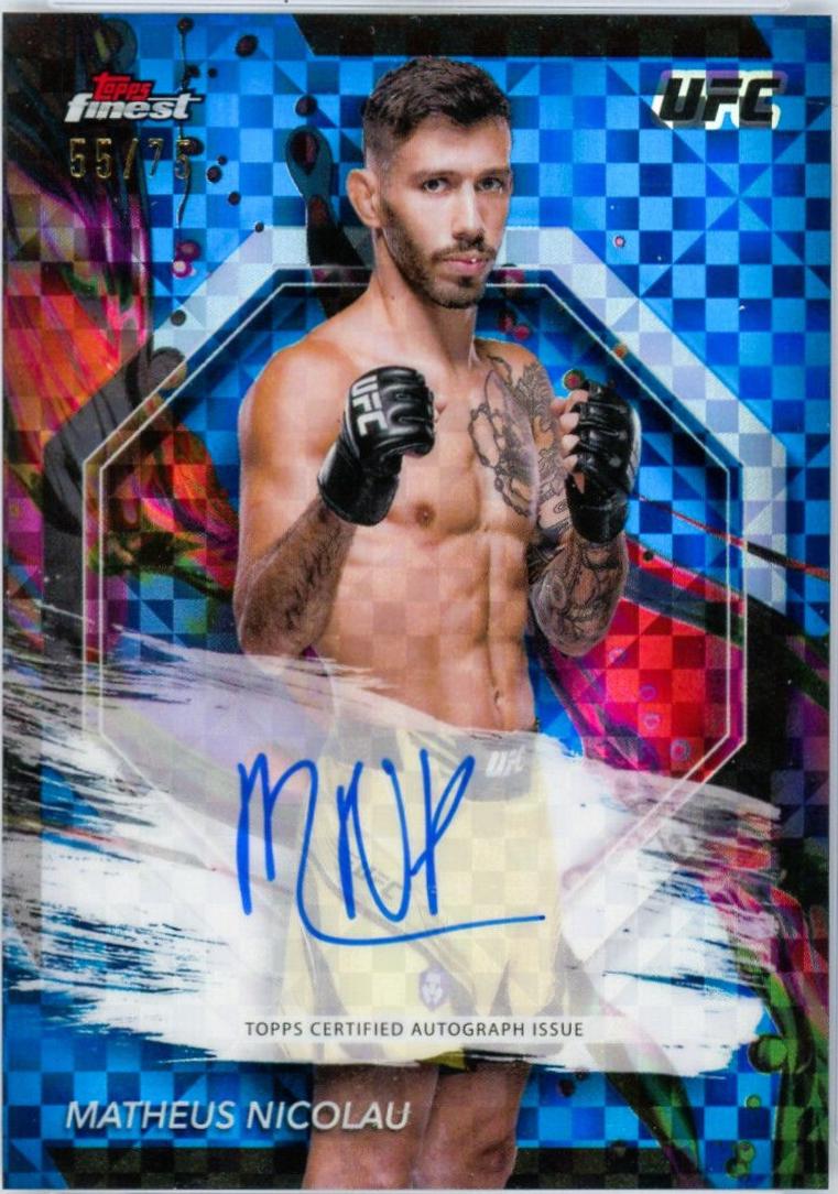 Matheus Nicolau 2024 Topps Finest UFC Finest Autographs #FA-MNU Blue Checkerboard Refractor
