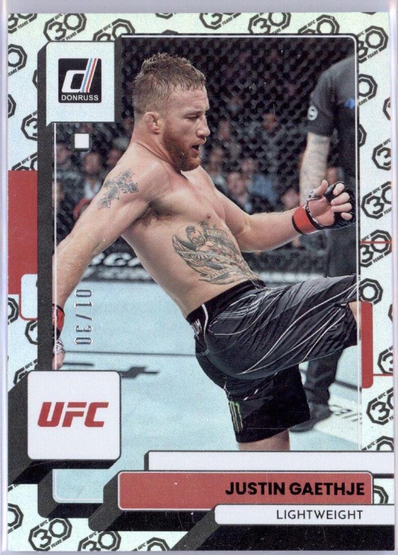 Justin Gaethje 2023 Panini Donruss UFC Base #94 30th Anniversary