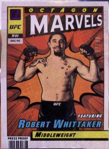 Robert Whittaker 2022 Panini Donruss UFC Octagon Marvels #3 Press Proof Purple